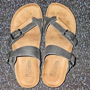 Women's White Mountain FootBeds Black/Tan Sandals (size 8)